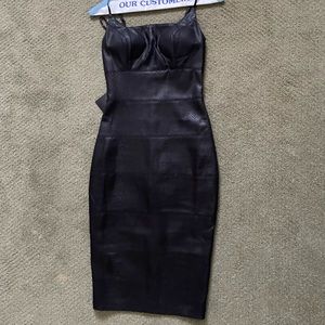 Faux leather Bebe bodycon midi dress